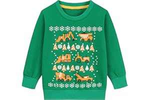 Little Hand Weihnachten Jungen Sweatshirt - Kinder Weihnachtspullover Bagger Pullover, Traktor Kinder Weihnachtspulli Weihnachtsmann Rentier Pullover Langarm 2-7 Jahre