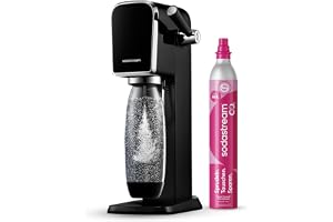 Sodastream - Art Kolsyremaskin, 60L CO₂, 1L Flaska, Svart | Quick Connect vattenförgasare med CO₂-cylinder upp till 60 L, inklusive återanvändbar Fuse 1L-flaska, diskmaskinssäker