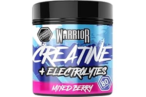 Warrior Creatine Monohydrate Plus Electrolytes Powder 360g - Hydration and Performance Drink - Nutrition Shake to Promote Muscle Growth (Not Tablets, Sachet, Gummies) - 80 Servings (Mixed Berry)