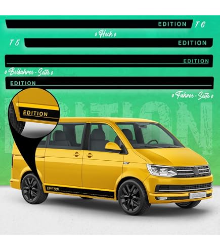 Autocollants Latéraux Pour VW T4, T5, T6, T6.1 - Personnalisation Bulli/Multivan - Plusieurs Couleurs