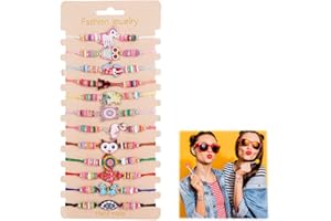 TSLRSA 12 Pcs Mädchen Armband Schmuck, Kinder Freundschaft Armband Einhorn Armband, verstellbare geflochtene Armband für Geburtstag Party Geschenk Mädchen Schmuck