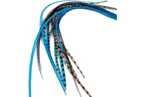 ‎ONE FINE DAY FEATHERS One Fine Day Feathers Feder-Haarverlängerung, echte Federn für Haar, 22-33 cm - Aqua Auburn (5 Federn)