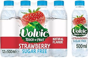Volvic Touch of Fruit Sugar Free Strawberry Flavoured Water, 12 x 500 ml
