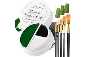 Afflano Verde Pittura Viso Trucco Strega Halloween, Verde Bianco Nero Corpo Vernice 76g, Face Paint Per Natale In Maschera Gamora Hulk Mostro Pittura Del Corpo Trucchi Zombie Carnevale Fx Cosplay 9pz