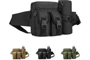 Favuit Bum Bag, Fanny Pack Fashion Bumbags with Bottle Holder Adjustable Belt Travel Waist Bag for Men Women Running Hiking Jogging Camping Climbing Cycling Dog Walking (Black)