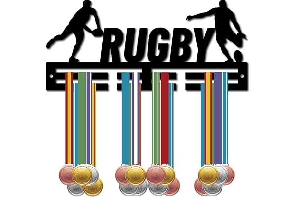 CREATCABIN Acrylique Porte-Médaille Rugby Médaille Cintre Présentoir Mural Cintre Sport Médaille Crochets Suspendus pour Maison Badge 2 Lignes Athlètes Médaillé Courir Gymnastique Plus 20 Médailles