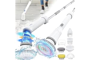 CURBOOM Electric Spin Scrubber，Electric Scrubbing Brush With 6 Replaceable Brush Heads, Electric Cleaning Brush Adjustable Extension Handle, Power Scrubbers Suitable For Bathroom, Kitchen, Car, Wall, Floor