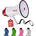 Pyle 30W Megaphone Speaker with Microphone, Loud Bullhorn Megaphones with Siren & Adjustable Volume, Loud Hailer Mega phone, Indoor/Outdoor Use, Perfect for Sports, Police, Safety Drills, Kids & More