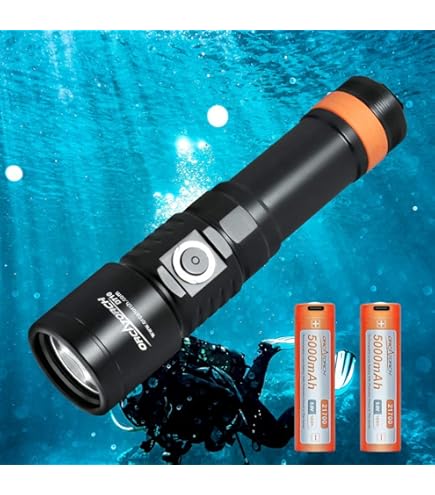 Lampe Plongée ORCATORCH D511 2200 Lumens - Faisceau 8°, étanche IP68, Profondeur 150m - Piles Incluses, Lumière Intense Sous-marine