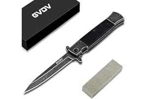 GVDV Cuchillo Plegable de Bolsillo con Mango G10, Navaja de Bolsillo de Acero Inoxidable 7Cr17 con Bloqueo de Seguridad, Cuchillo de Supervivencia para Acampar y Caza para Hombres