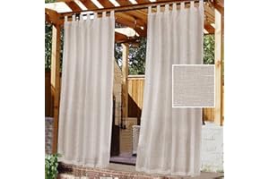‎GLUHBIRNEN Gluhbirnen Outdoorvorhänge, Outdoor Vorhänge mit Ösen Wasserdicht, Balkon Vorhang, Transparente Vorhänge, Sonnenschutz Vorhang, Outdoor Gardinen, Vorhang Pavillon, Leinen, 132 * 213CM