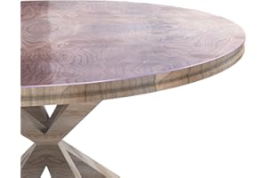 Anro - Film de protection de table - Transaprent - En vinyle - 2 mm - Rond - Bord droit - 90 ° - Taille : 115 cm