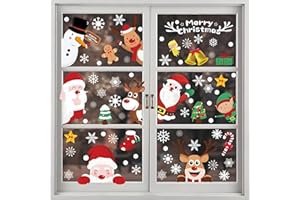 ZHOUHON Vetrofanie natalizie vetrofanie natalizie natale,Adesivi per finestra di Natale Babbo Natale, fiocchi di neve, pupazzo di neve, decorazione per finestre (A1)