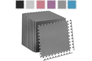 FK Sports 12mm Thick Gym Flooring Mat, Non-Skid mats, Soft Cushion EVA Rubber Foam, Interlocking Puzzle Floor Tiles for kids toddlers for home Yoga Workout, 60x60cm, Cross Pattern