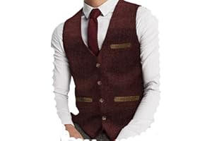 Yiaisafa Herren Tweed Anzug Weste Jagd Herringbone Weste Vintage Retro Wollen Hochzeit Bräutigam Gilet S-3XL