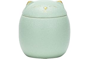 Uziqueif Katzen-Urne, Mini Urne aus Keramik Wasserdicht Gedenkurne Andenken Urne Memorial Beerdigung zur sicheren Aufbewahrung von Asche,Grün