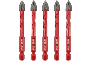 FOCSTOL Set de Foret Sec - 5 pièces 8mm Foret au Carbure avec Changement Rapide de Tige Hexagonale pour Bois Plastique Maçonnerie Céramique Béton Marbre