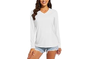 MAGCOMSEN Women's Long Sleeve Sports Shirts V Neck Basic T-Shirts UPF 50+ UV Sun Protection Outdoor Workout Shirts Hiking