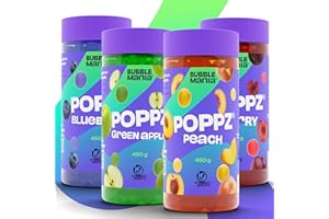 BUBBLEMANIA POPPZ Fruit Popping Boba Pearls pour Bubble Tea Mix - Perles de tapioca Fruit Popping par Bubble Mania prêt à manger, Lot de 2 (Cerise, Pomme verte, Pêche, Myrtille)