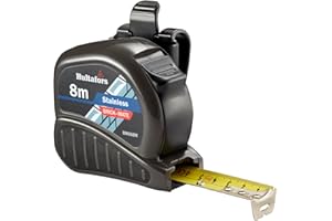 HULTAFORS BMSS8M Brick-Mate Stainless Steel Pocket Tape 8m (Metric only) With non slip rubber grip,stainless steel blade with strong end hook