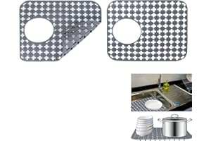 TECDW 2 Piezas Alfombrilla Fregadero Cocina, Protector Fregadero Cocina de Silicona, Alfombrilla Escurreplatos de Fregadero Antideslizante Resistente Al Calor Escurreplatos (Gris, 35 x 30 cm)