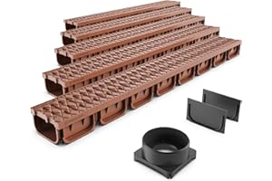 STANDARTPARK VODALAND EASY 2 - Canaleta de Desagüe con Rejilla de Plástico Terracota | Kit de 5 Metros para Drenaje en Jardines, Aguas Pluviales y Terrazas | Resistente, Fácil de Instalar|Drenaje Exterior
