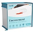 LUCID Encasement Mattress Protector - Completely Surrounds Mattress for Waterproof Protection, White, California King