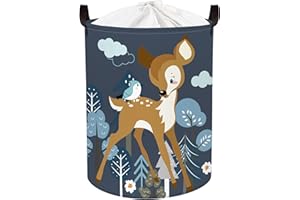 Clastyle Ceste Biancheria Animale Forestale Singolo per Bambini Cestino Portaoggetti Giocattoli Pieghevole per Ragazzi Ragazze (Cervo, 36 * 45 cm)