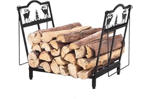 Todeco Pieghevole Porta Legna da Ardere, Portalegna da Camino con Maniglie, 38x32x40 cm, Cesto Per Legna Da Ardere Per Interni da Interno e Esterno