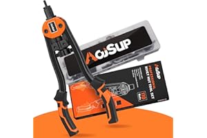 AojSup Pince à Écrou Fileté, Professionnels Pince a Insert Fileté, 14" Pince à Écrou à Riveter comprend 110 Écrous et 7 M3-M12 Mandrins Métriques, Ecrous Rivets avec Pistolet à Écrous à Double Poignée
