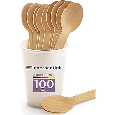 100 x Enviro Houten Lepels - Biologisch afbreekbaar Composteerbaar Wegwerp Bestek 100% Berkenhout