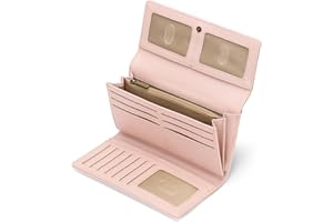 GOIACII Ladies Purse, RFID Blocking Large Capacity Leather Women's Wallet with Multiple Card Slots and Zipper Coin Purse