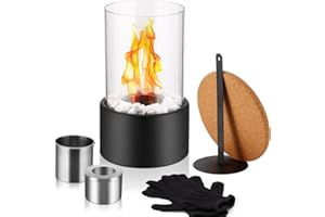JASFYEE Tabletop Fireplace, Stainless Steel Bioethanol Fireplace,Portable Ethanol Fireplace Bio Fireplace for Indoor and Outdoor Home Garden Balcony Living Room Dining Table(Black)