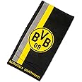 Borussia Dortmund Duschtuch mit Logo im Streifenmuster, Baumwolle , Schwarz/Gelb, 70 x 140 cm
