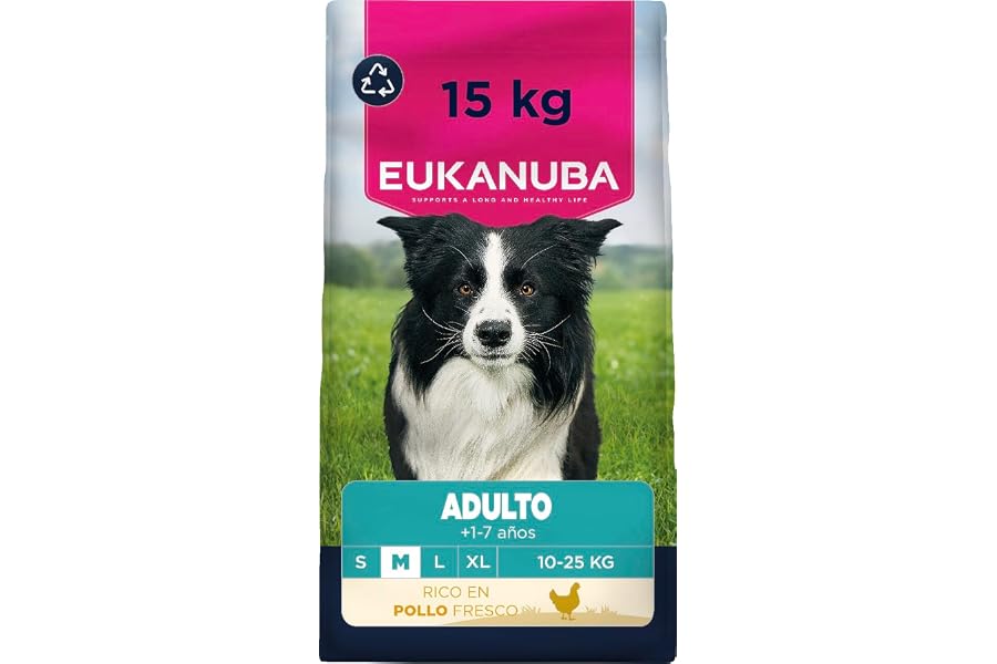 Eukanuba, alimento para Perros con Pollo Fresco para Razas Medianas - Alimento seco Premium para Perros Adultos, 15 kg