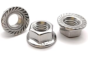 Ecrou INOX à embase crantée M5 | écrou rondelle/collerette écrous Frein Autobloquant Hexagonal DIN 6923 Inoxydable A2/70 (V2A/304) écrou sécurité autofreiné : LOT DE 20 Pcs - Premium Fixation