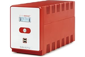 Salicru SPS Soho+ SAI Line-Interactive 1600 VA con Doble Cargador USB - Fuente de Alimentación Continua (UPS) (1600 VA, 960 W, 162 V, 290 V, 50/60, C13 acoplador), Rojo/Blanco
