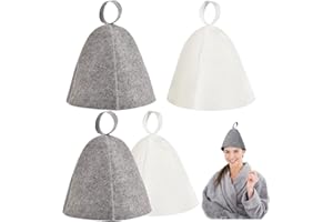 TINTOKE 4 PièCes Bonnet de Sauna,Bonnet de Sauna,Chapeau de Sauna en Feutre,Chapeau Sauna en Feutre,Anti-Chaleur Casquette de Sauna,Bonnet Sauna,Protection de tête pour les préposés au sauna (gris + blanc)