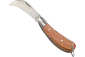 Kingswood Green® Folding Horticultural Grafting Knife | Traditional Wooden Handle | Precision Stainless Steel Blade for Gardening, Grafting, Budding & Pruning