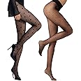 ROSVAJFY 2 Pairs Women’s Sexy Sheer Pantyhose with Polka Dots, Ladies Black Spotty Thin Tights, High Waist Everyday Pantyhose See Through Stockings for all Occasions