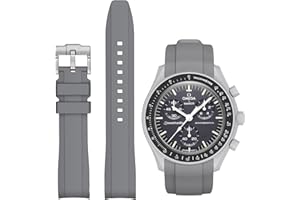 Stanchev Strap for MoonSwatch Watch,Curved Rubber Replacement Band Compatible With Omega X Swatch Speedmaster Moonswatch Watch 20mm,Soft Swatch Omega Strap for Men Women