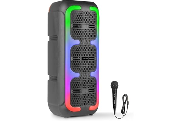 Fenton Track310 Enceinte Portable Bluetooth Lumineuse, 120W, Batterie Longue Autonomie 8H, Facile à Transporter, Enceinte Karaoké, Idéale pour Toutes Vos Soirées