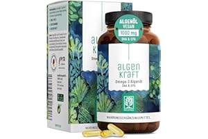‎NATURTREU NATURTREU® Algenkraft - Omega 3 Vegan aus Algenöl – 1000mg Omega 3 Algenöl aus nachhaltigen Kulturen - Mikroalgenöl hochdosiert DHA & EPA im optimalen Verhältnis - Laborgeprüft