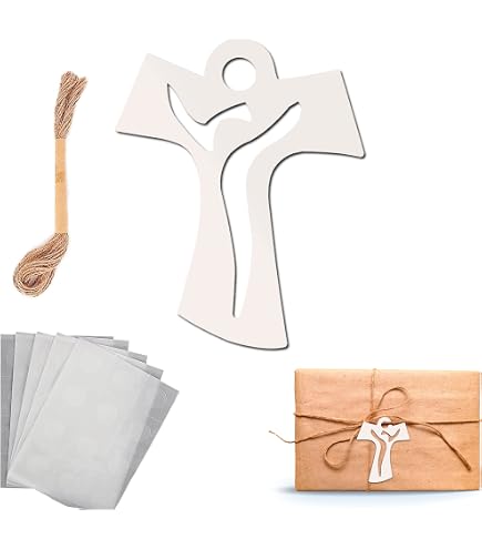 DLM - Calamita Chiave Portafortuna In Legno Angelo Angioletto Cuore Confettata Segnaposto 27825