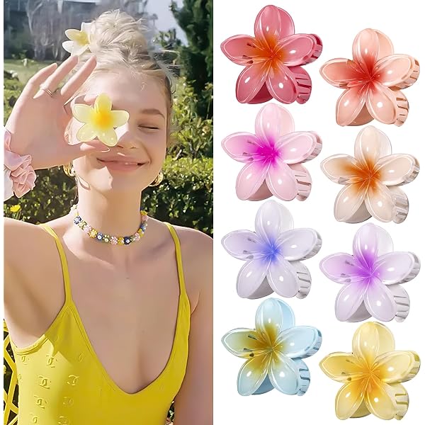 HSAJS 6 Stück Blumen Haarspangen Hawaii-Stil – Rutschfeste Jaw Clips Mit Starkem Halt