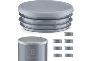 EMFA Tappo alettato tondo 50 mm Grigio 8 pezzi - Tappi a lamelle rotondi 50mm per tubo - Terminali in plastica protettivi 5 cm