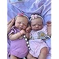 Zero pam Real Life Twin Reborn Baby Dolls Girl,18 inch 45 cm Realistic Sleeping Baby Doll Twins with Soft Cloth Body Vinyl Limbs Life Like Silicone Newborn Babies with Accessories Toys for Kids