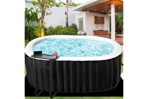 ZIKEBTUY Inflatable Hot Tub 2 Person 75 x 47 x 25 inch 2400W Portable SPA Pool Round bathtub adult Leak-Proof Blow up Hot Tub with Insulated Cover & Heater Pump for intdoor Outdoor SPA Pool (Oval)