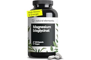 ‎NATURAL ELEMENTS natural elements Magnesiumbisglycinat - Premium: Chelatiertes Magnesium - 180 Kapseln - 300mg elementares Magnesium pro Tagesdosis - Laborgeprüft, vegan, hochdosiert