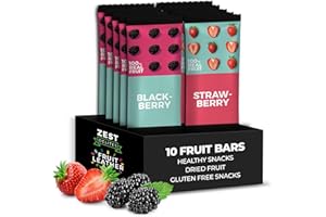 Fruit Snacks by Zest Delites, Dried Fruit Leather Bars, Healthy Snacks for Adults, Vegan, Lavashak, Healthy Sweets, Blackberry, Strawberry, 25g x 10
